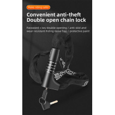 Bicycle clasp Two locks on the cipher and key 0.95m - black