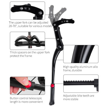 Teleskopisk cykelfotjustering Aluminium Aluminium - Svart