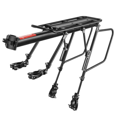Tronco de bicicleta durável com uma prateleira e uma função de sela e uma lâmpada LED preta