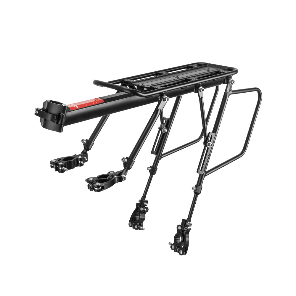 Tronco de bicicleta durável com uma prateleira e uma função de sela e uma lâmpada LED preta