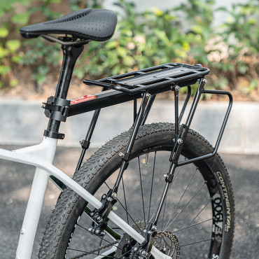 Tronco de bicicleta durável com uma prateleira e uma função de sela e uma lâmpada LED preta