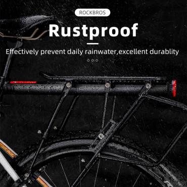 Tronco de bicicleta durável com uma prateleira e uma função de sela e uma lâmpada LED preta