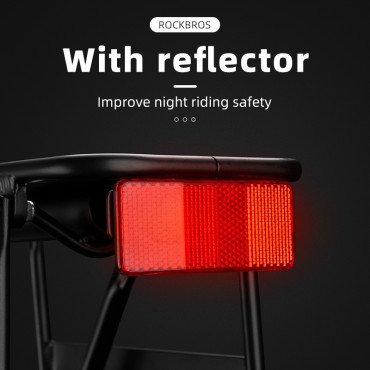 Tronco de bicicleta durável com uma prateleira e uma função de sela e uma lâmpada LED preta