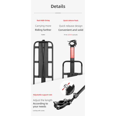 Durable bicycle trunk with a shelf and a saddle function and a black led lamp