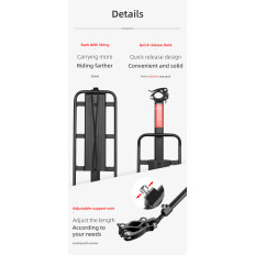 Durable bicycle trunk with a shelf and a saddle function and a black led lamp