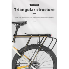 Tronco de bicicleta durável com uma prateleira e uma função de sela e uma lâmpada LED preta