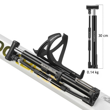 Pompe à vélo et balles de plancher 8 bar avec prise sur cadre - Noir