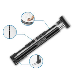 Pompe à vélo et balles de plancher 8 bar avec prise sur cadre - Noir