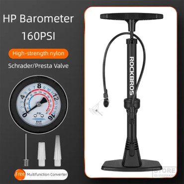Fahrradpumpe mit Manomentr 11 Bodenbalken - schwarz