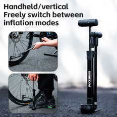 Pompa per bicicletta a mano con manomentem 8 bar - nero