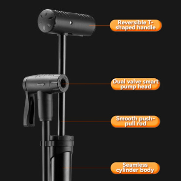 Hand bicycle pump with manomentem 8 bar - black