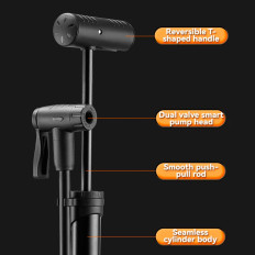 Hand bicycle pump with manomentem 8 bar - black