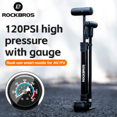 Hand bicycle pump with manomentem 8 bar - black