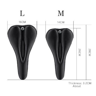 Gel Bicycle Saddle Overlay with Foam Memory Size M - Black