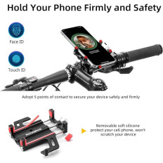 Uchwyt rowerowy na kierownicę do telefonu ze stopu aluminium - czarny