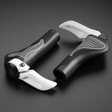 A set of grippings bicycle handles with non-slip horns - white