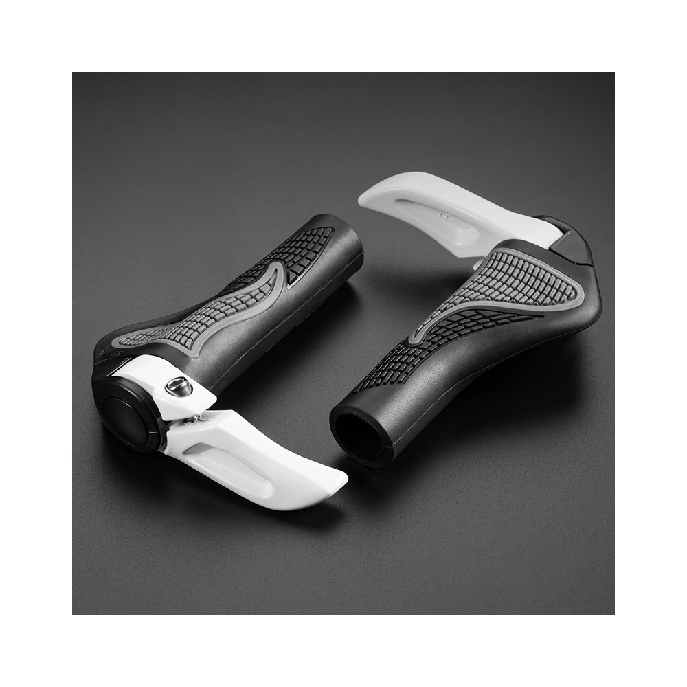 A set of grippings bicycle handles with non-slip horns - white