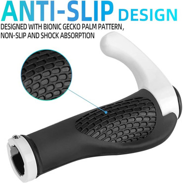 A set of grippings bicycle handles with non-slip horns - white