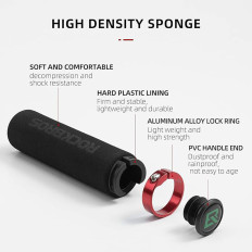 Grip di raccolta della bicicletta con spugna nera e rossa