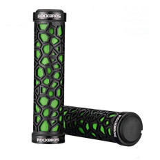 Bicycle grips holds with rubber trailer. 22mm black and green