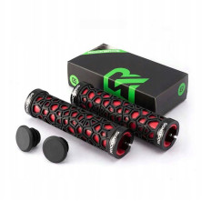 Bicycle grips holds with rubber trailer. 22mm black and red