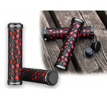 Apertos de bicicleta mantêm com reboque de borracha. 22mm preto e vermelho