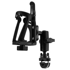Punho de Bidon anexado ao volante. Quadro de bicicleta de motor - preto