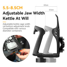 Bidon handle attached to the steering wheel. Motor bicycle frame - black