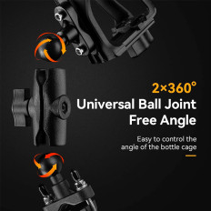 Bidon-kahva kiinnitetty ohjauspyörään. Moottorin polkupyöräkehys - musta