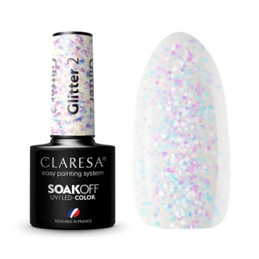 CLARESA Hibridni lak za nokte GLITTER 2 - 5 g — pogled sprijeda