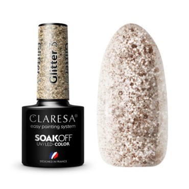 CLARESA Hibridni lak za nokte GLITTER 3 - 5g — predmeti prikazani zajedno