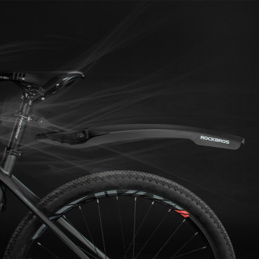 Fender à vélos arrière avec lampe LED rouge - Noir
