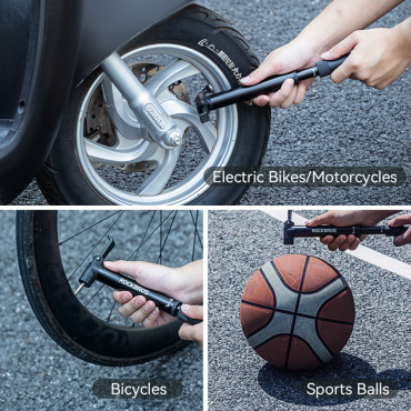Bomba de bicicleta pequena manual com uma estrutura bancária + chave de fenda - preto