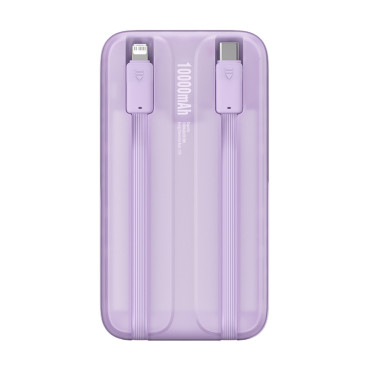 POWERBANK su ekranu 10000mAH 22.5W + USB-A / USB-C kabelis violetinė