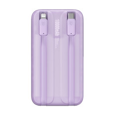 POWERBANK su ekranu 10000mAH 22.5W + USB-A / USB-C kabelis violetinė