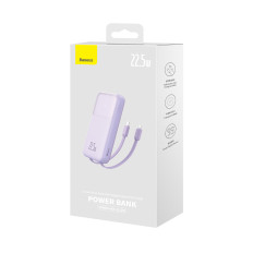 PowerBank s displejom 10000MAH 22,5W + USB-A / USB-C kábel fialová