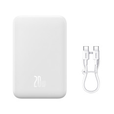 PowerBank Magnetic Mini 20000 MAH 20W + USB-C kabel bílá