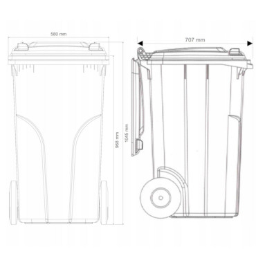 Kontajnerový odpad a konzumácia odpadovej spony Europlast Austria - čierna 240l