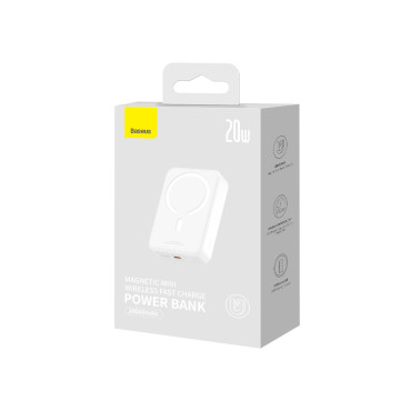 PowerBank Magnetic Mini 20000 MAH 20W + USB-C Cable Blanco