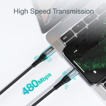 Cabo de cabo para iPhone USB-C - Lightning 480MB / S 3A 1.2m - preto