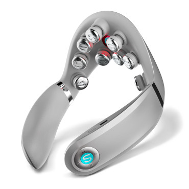 TENS EMS massager on a neck...