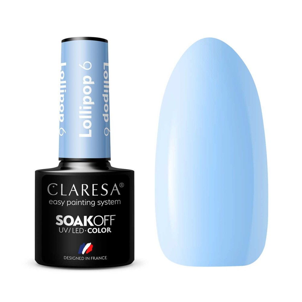 Esmalte Híbrido CLARESA LOLLIPOP 6 Azul Pastel 5g — conjunto mostrado