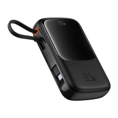 Powerbank QPOW PRO + 10000MAH med USB-C-kabel och display - Svart