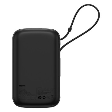 Powerbank QPOW PRO + 10000MAH med USB-C-kabel och display - Svart