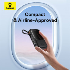 Powerbank Qpow Pro + 10000mAh con cavo USB-C e display - Nero