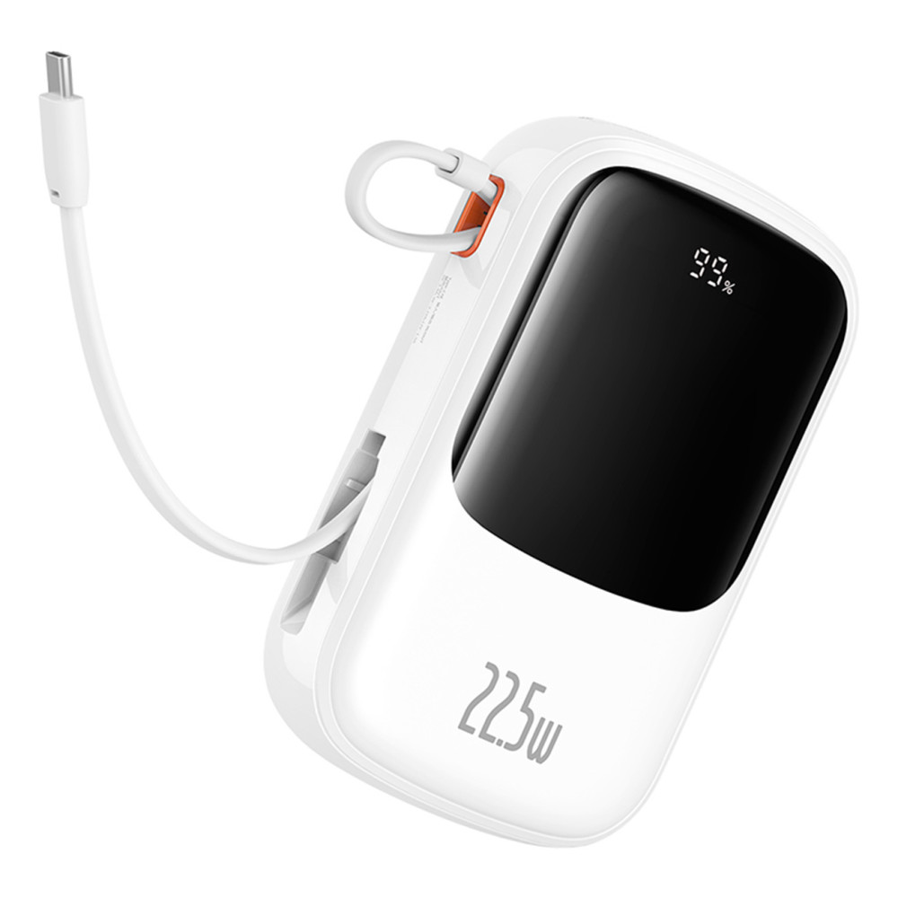 Powerbank QPOW Pro + 20000mAh koos USB-C-kaabliga ja ekraaniga - valge Powerbank QPOW Pro + 20000mAh koos USB-C-kaabliga ja ekraaniga - valge