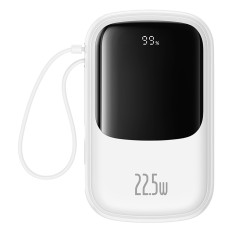 Powerbank Qpow Pro + 20000MAH USB-C kábellel és kijelzővel - fehér
