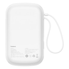 PowerBank QPow Pro + 20000mAh ar USB-C kabeli un displejs - balts