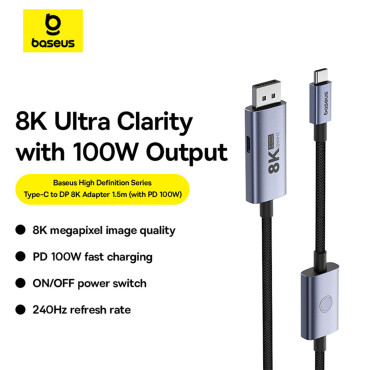Kabel USB-C-kabel - DisplayPort DP 8K PD 100W High Definition Serie 1.5m - Svart