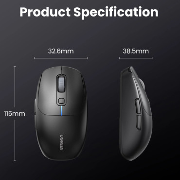 Souris Bluetooth sans fil 5.0 USB 2.4GHz - Noir